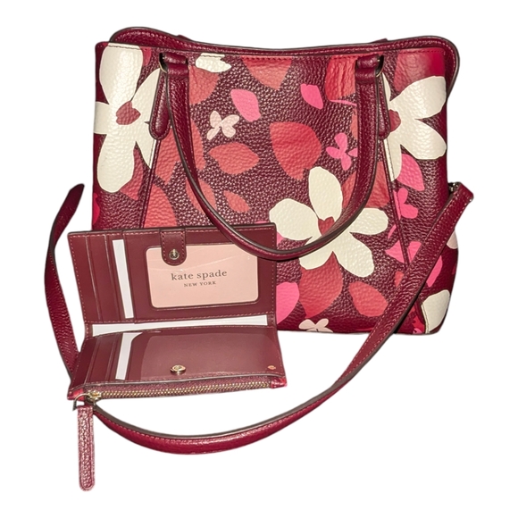 NWT ♠️ Kate Spade - beautiful Medium Satchel and wallet set  multi color floral - Picture 4 of 9